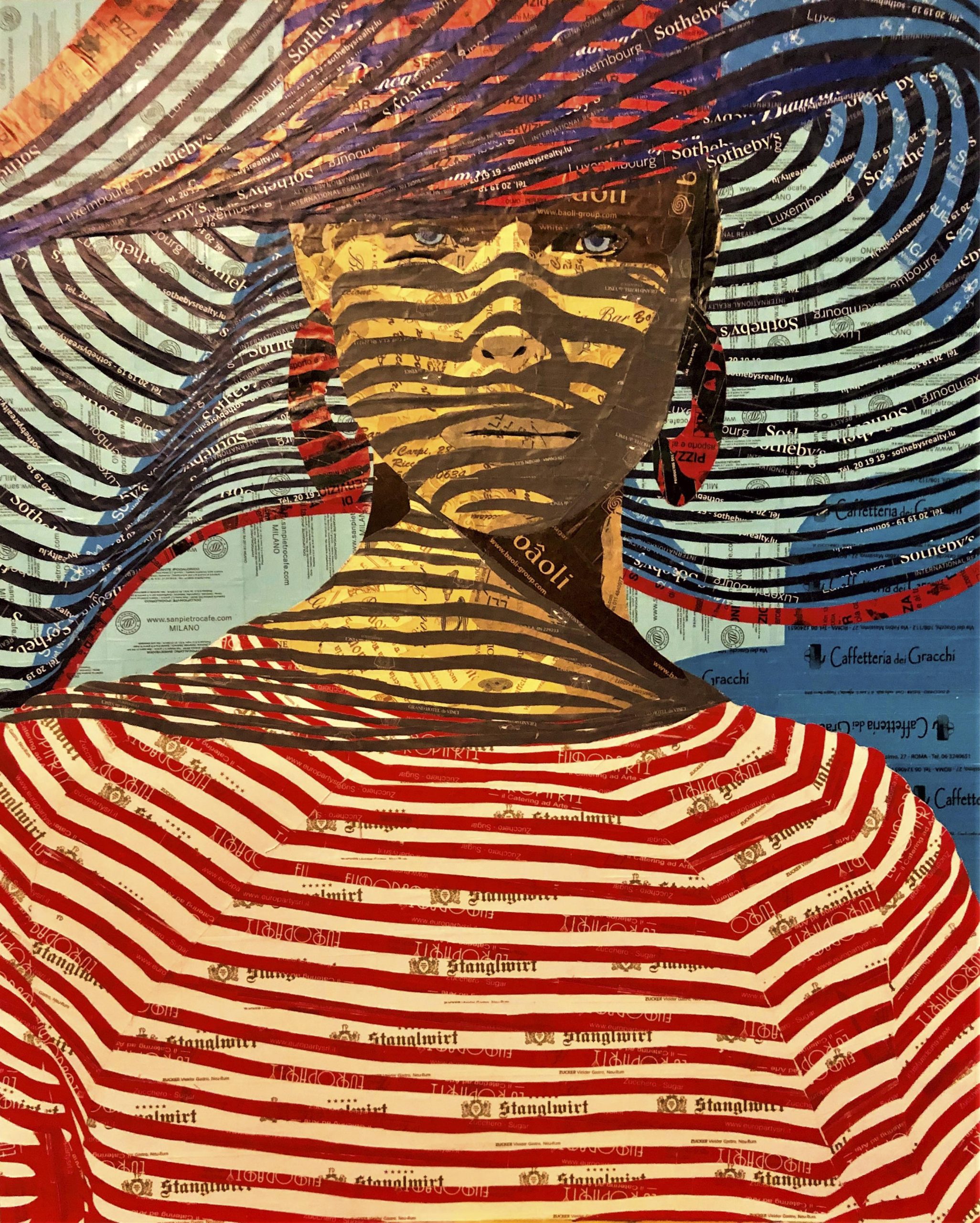 Millerighe, di Albino Caramazza - Collage di sole bustine di zucchero originali (non trattate e non colorate) - 47x58 cm