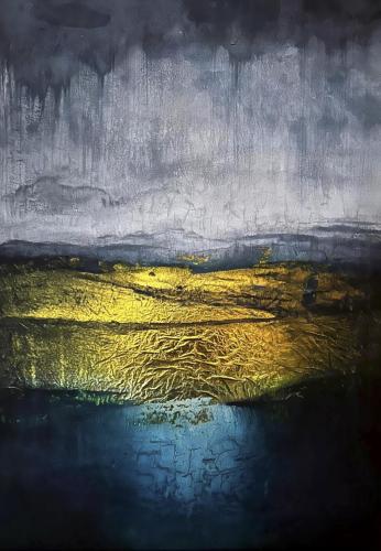 Pittura - 391 - Laura-Mancarella - Risonanze-auree-nel-silenzio - 50x70-cm - Tecnica-mista-su-tela