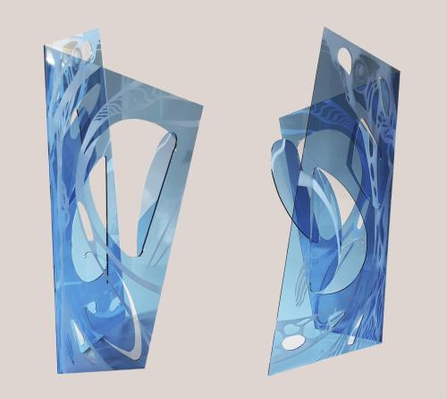 Scultura - 247 - Anna-Franci - Latenza-attiva - 24x24-cm - Plex-azzurro-trasparente