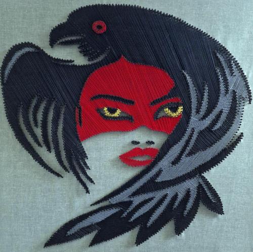 094 - Barbara-Lippolis - Maschera - 65x65-cm - Tecnica-mista-stringart