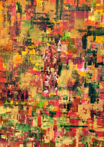 Pittura - Bhonsle Sonnleitner Edna (E'dna) - Crowds 1 - 100x140 cm - Acrylic on canvas