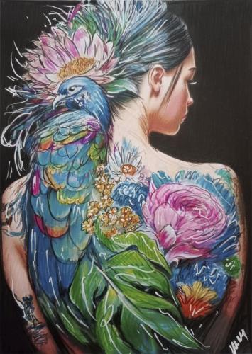 219 Michelina-Milella Lanima-della-natura Tecnica-mista-base-pastelli-a-matita 50x70-cm