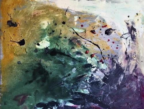 102 Barbara-DAngelo-Mansson Summer Mix-media-acrylic-ink-acrylic-mixed-sand-on-canvas 80x65-cm