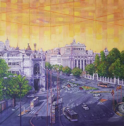 236 Rosim-Moreno Atardecer-en-Madrid Acrilico-sobre-loenzo 80x80-cm