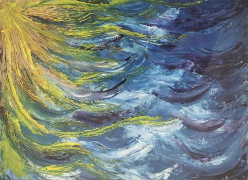 349 Valentina-Saccaggi Il-mio-io-che-si-fonde-con-il-fiume-chiamato-vita Olio-con-cazzuola 28x21-cm
