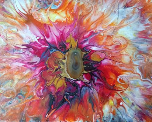 382 Fulvio-Sferza Meditazione-energetica Acrilici-su-tela-con-geode-di-agata 30x30-cm