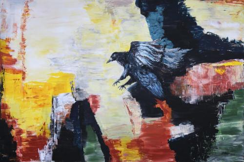 Pittura - 309 - Marion-Hieber - Vogel-Frei- - 100x150-cm - Acrilico-su-tela