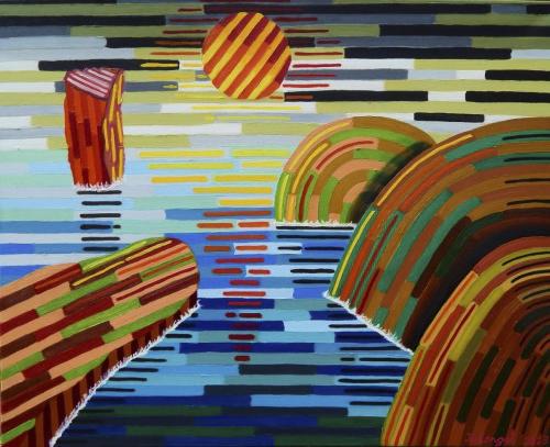 Pittura - 326 - Micheal-Kaphengst-The-Linearist - Orange - 80x100-cm - Oil-on-canvas