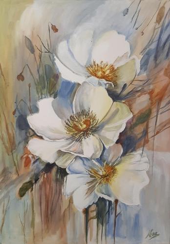 Pittura - 334 - Nina-Korinna - Fiori-di-melo - 50x70-cm - Acrilico-su-tela