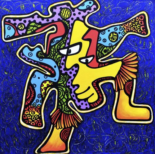 Pittura - 337 - Krees - Tam-Tam - 50x50-cm - Miste-huile-acrilique