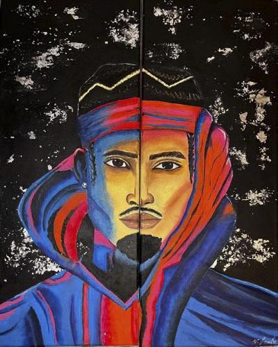 Pittura - 346 - Victoria-Laabs - Breezy-in-Red-and-Blue.-Dual-portatrait - 40x50-cm - Acrylic-painting-on-canva