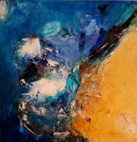 Pittura - 350 - Sybille-Lampe - Atlantic-Seaboard - 100x100-cm - Acryl-papier-auf-leinwand