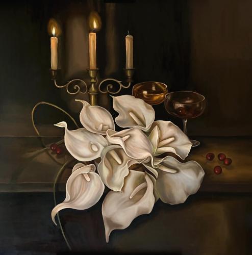 Pittura - 356 - Claire-Lee - Out-of-the-Night-We-Come-Into-the-Night-We-Go - 122x122-cm - Oil-on-cotton-canvas