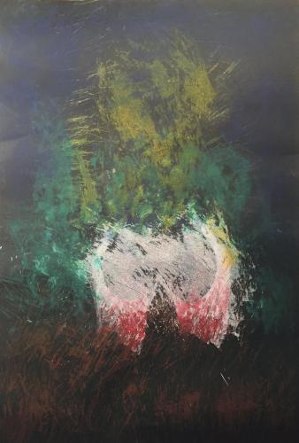 Pittura - 363 - Arlette-Lima - Mystery-double-side-e-due-position - 70x100-cm - Acrylic-painted-with-dry-spaghetti