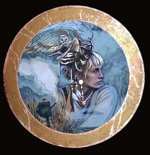 Pittura - 623 - Sabrina-Stefanini - Atena - -90-cm-diametro - Tecnica-mista