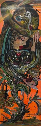 Pittura - 677 - Sonia-Weber - La-magicienne - 68x120-cm - Acrilico-sobre-lienzo-de-lino