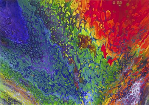 Pittura - 680 - Jiyuu-Yue - Distorted-Rainbow - 70x50-cm - Acryl-pouring-auf-Leinwand