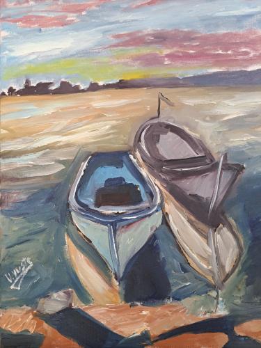 Pittura - 681 - Vicente-Yuste-Segarra - Barcalas-al-atardecer - 70x60-cm - Oleo-sobre-lienzo