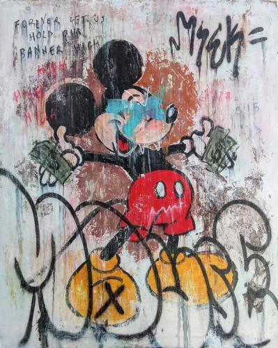 Pittura - 515 - 0595 - Mad-Mickey - Acrilico-su-cartone-pressato - 110x135-cm