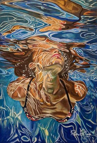 Pittura - Poleggi-Renzo - 0134 - Omaggio-all arte-riflessa - PanPastel-e-Pastel-Pencils-Faber-castell-su-carta-Clairefontaine-360gr. - 35x70-cm
