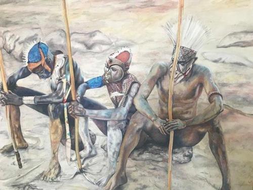 Pittura - Sebban-Yaele - 0609 - Les-Guerriers - Olio-su-tela - 42x60-cm