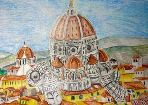 Pittura - Sgarbi-Giovanna - 0163 - Duomoback-Terrapin - Colored-pencil-on-paper - 29.7x21-cm