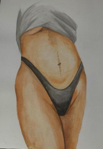 Pittura - Tzourou-Charikleia-Confusedartist0804 - 0265 - Just-a-Woman - Watercolor - 28x35-cm