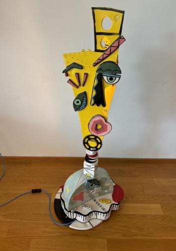 Scultura - Kozul-Salihagic-Iva - 0417 - Picasso-and-Dali-in-my-head - Mixed-media-ceramic-metal-construction-electrical-wires - 60x130-cm