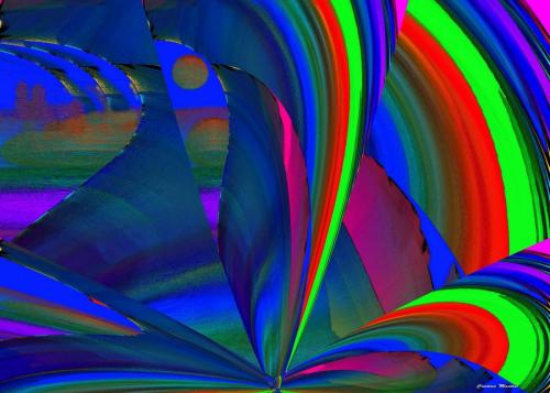 221-Mantisi-Cristina-Notturno-di-vele-e-luna-sul-mare-Digital-Artwork-su-tela-50x70-cm