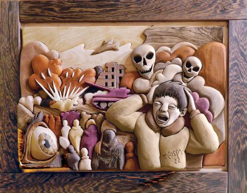 264-Costa-Tiziano-NO-WAR-Composizione-a-rilievo-realizzata-con-legni-rari-naturali-senza-coloranti-85x63-cm