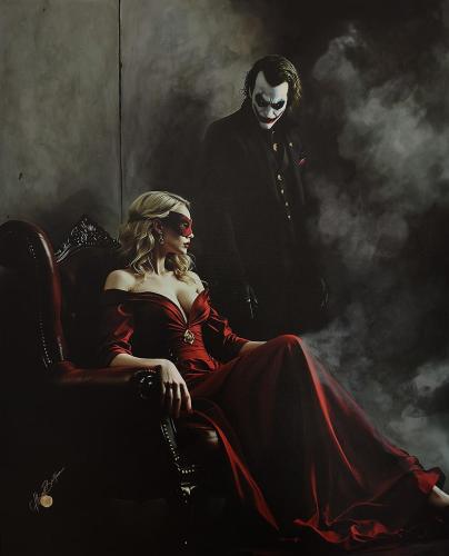 Esposizione-Fisica - Pittura - Giuseppe-Bevilacqua-Alex g art - 027 - Il-gioco-delle-maschere - Tecnica-Mista - 96x120-cm