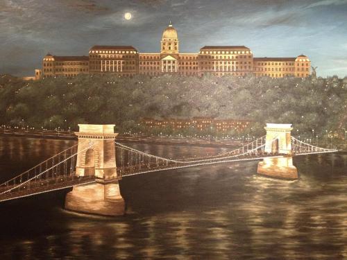 VideoEsposizione - Pittura - Anna-Vassiliou - 201 - Chain-Bridge-Budapest - Oil-on-canvas - 100x100-cm