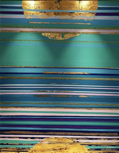 VideoEsposizione - Pittura - Despoina-Stathaki-Δεσποινα-Σταθακη - 310 - Horizon-Lines - Acrylics-on-canvas-gold-leaf-and-gold-dust - 95x115-cm