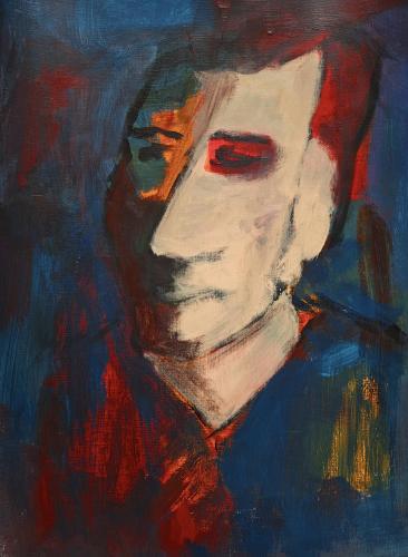 VideoEsposizione - Pittura - Hannelore-Kuhnen - 120 - Der-General - Acryl-auf-Gewebepapier - 30x40-cm