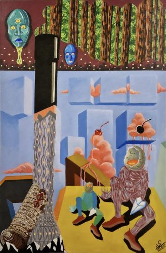 VideoEsposizione - Pittura - Sergio-Mai - 131 - Two-Eggs-Fantasy - Acryl-auf-Mal-Karton - 40x60-cm