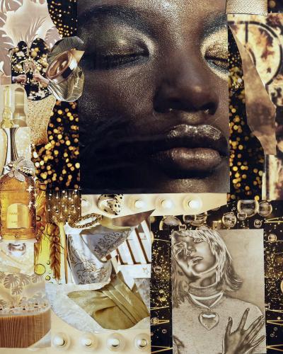 VideoEsposizione - Arte-Digitale - Amelia-Rachele-Rossi-Landi-Rachael-Rossi - 300 - Black-is-Gold - Collage-tecnica-mista-NCII - 40x50-cm