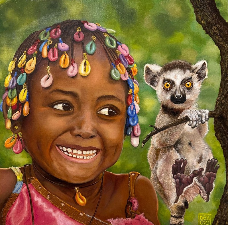 Sophie & Marcel. Le putto creole by Bencic Marco | painting, contemporary art, TSBarcellona26