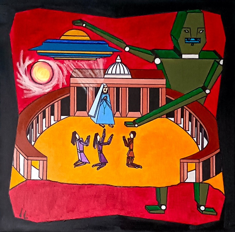 Apparizioni mariane.... entità ufologiche by Gumina Salvatore (Sotir) | painting, contemporary art, TSBarcellona26