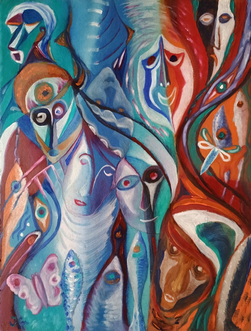 Personaggi mascherati by Tamás Kiss | painting, contemporary art, TSBarcellona26