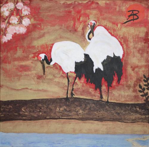 Brunet-Amandine-AB-artist - 497 - Larcadie-des-cigognes - 40x40-cm - Acrylique-sur-toile