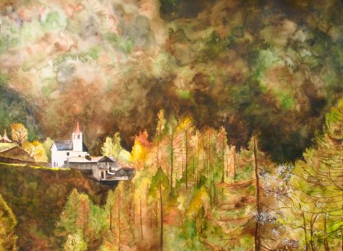 Figueiredo-Renata- - 205 - Chiesa-allAlpe-Cheggio - 655x48-cm - Acquerello