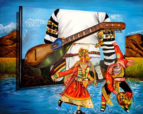 Flores-Martinez-Ademar-Adearte - 206 - Folclor-Boliviano - 100x81-cm - Oleo