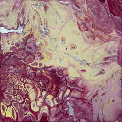 Furst-Desiree-Melanie-Desiree - 209 - Smile-in-Mai - 40x40-cm - Tecnica-mista-acrilico-liquido-con-argento-liquido-su-tela