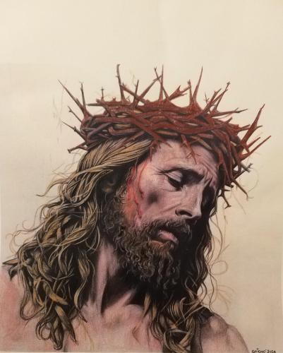 Ghignoni-Giancarlo-Il-ghigno - 405 - Il-Cristo-sofferente - 30x40-cm - Matita