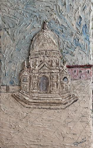 Tagliapietra-Gianfranco- - 490 - Madonna-della-Salute - 57x95-cm - Stucco-e-tempera-su-supporto-di-cartone