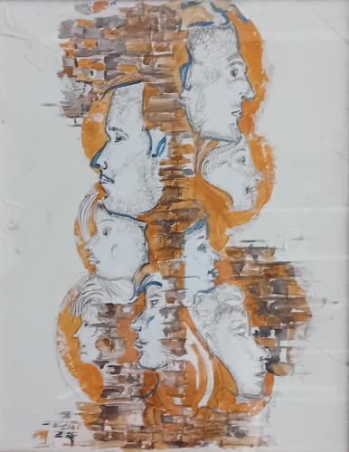 Tedeschi-Monica- - 453 - Indifferenza - 25x35-cm - Materico-biro-acrilico