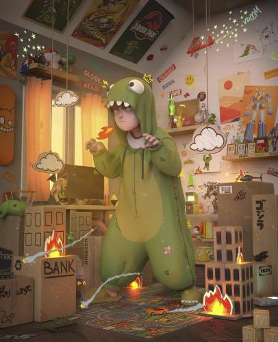 423 - Eliott-Lemaire-‘MAT - Kidzilla - - - 3D-sculpt-Zbrush