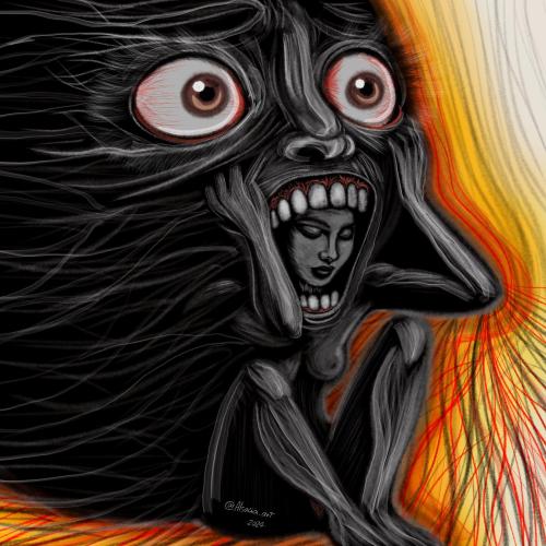 570 - Alsacia-Plaz- - No-se-puede-escapar-de-un-pensamiento - 80x80-cm - Lapices-de-color-y-digital
