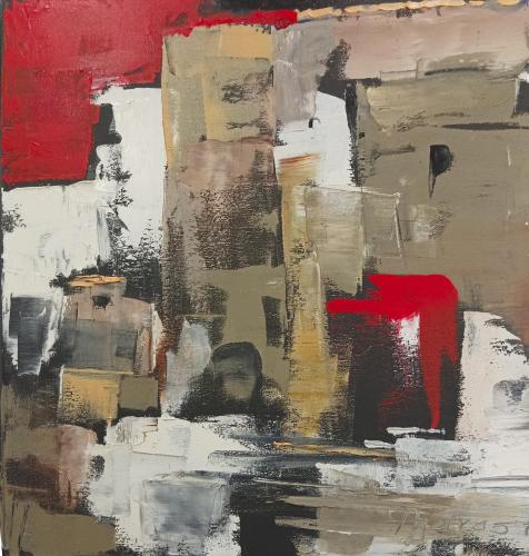 047 - Andjelka-Maras- - Citta-soleggiata - 66x78-cm - Olio-su-tela