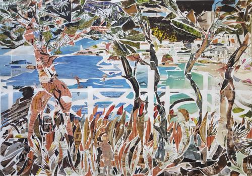 060 - Marc-Raynaud- - Les-pins-en-folie-Biarritz - 30x42-cm - Collage-sur-papier